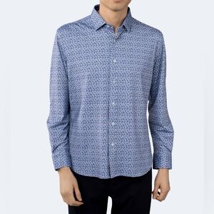 LUCHIANO VISCONTI LONG SLEEVE BUTTON DOWN MENS BLUE SHIRT